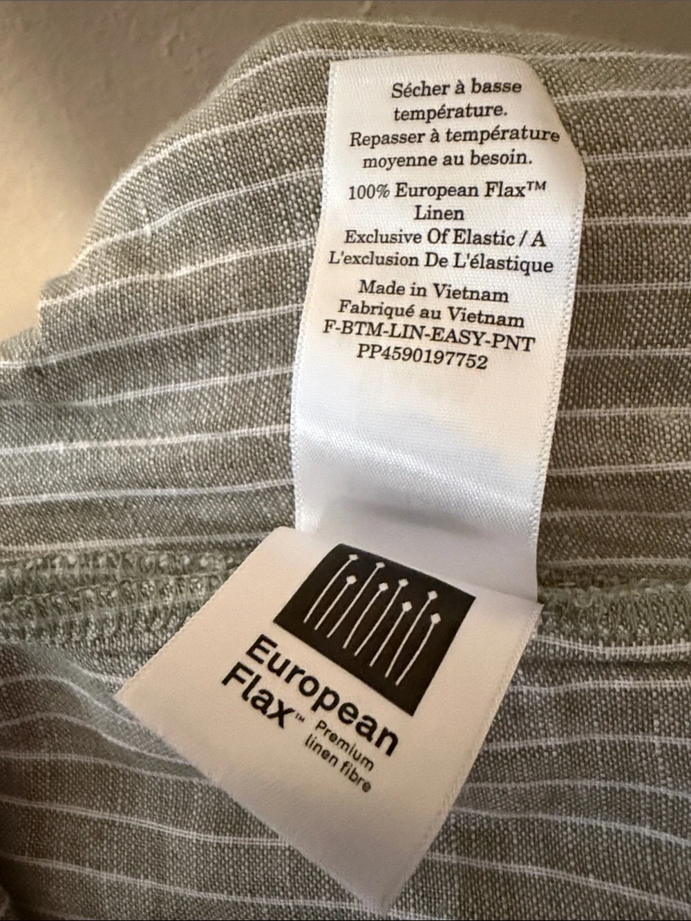 Everlane The Linen Easy Pant in Oil Green White Size M